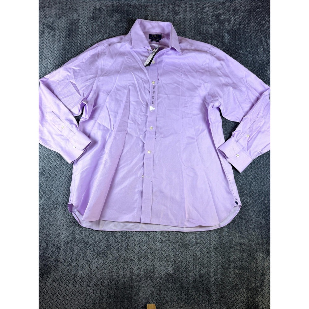 Polo Ralph Lauren Mens Dress Shirt 17.5 34/35 Purple Classic Fit Easy Care NEW